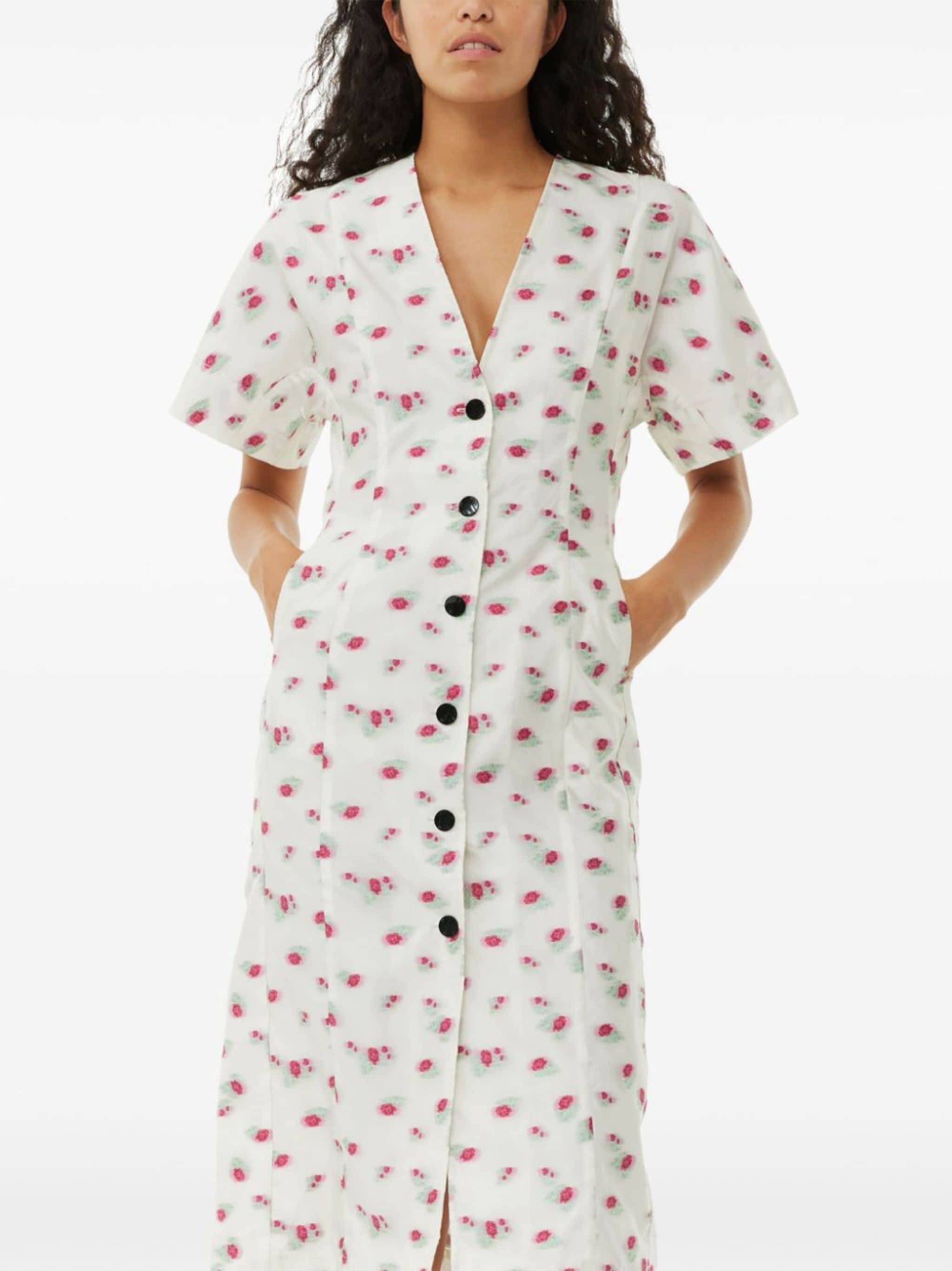 GANNI floral-print organza midi dress eraldo REVERSIBLE