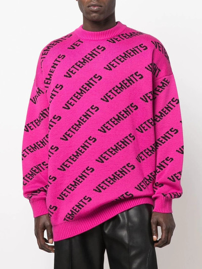 VETEMENTS intarsia-knit logo jumper outlook