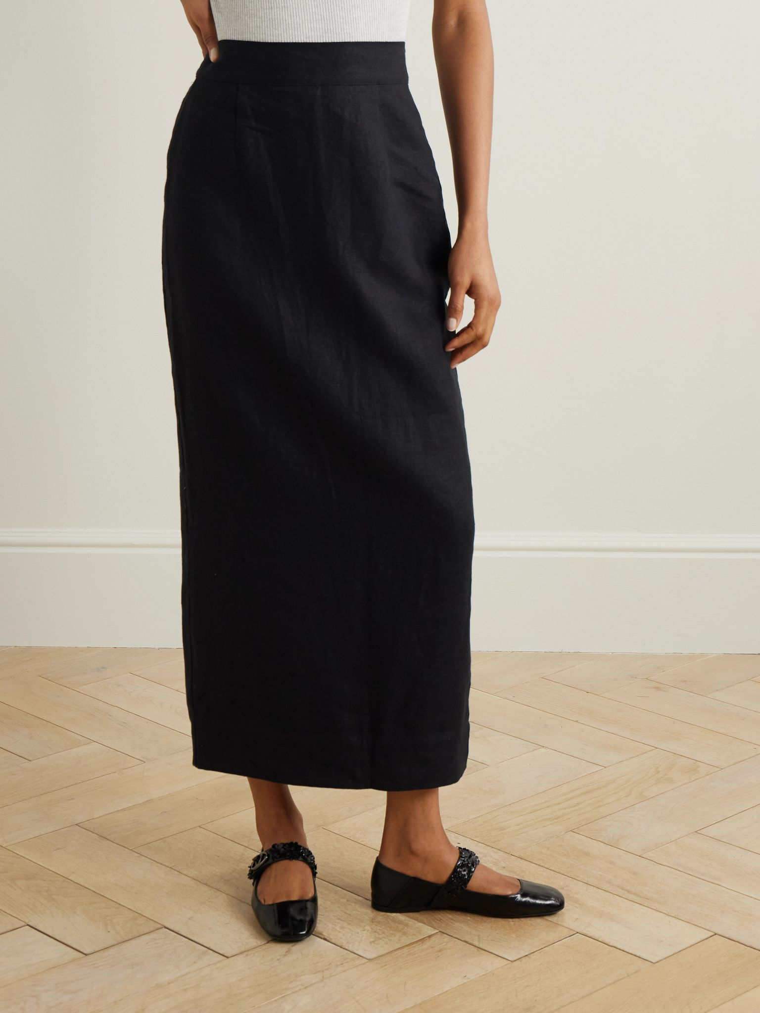 Emma linen midi skirt Black - 3
