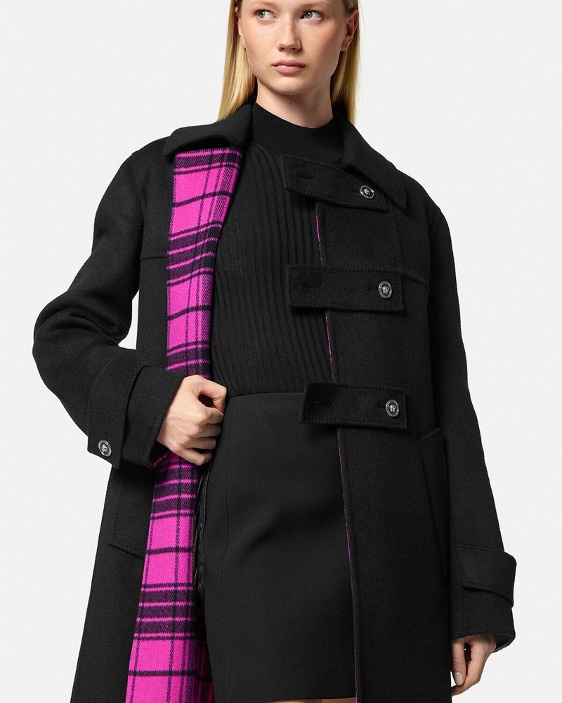 Medusa Checked Double-Breasted Coat 5