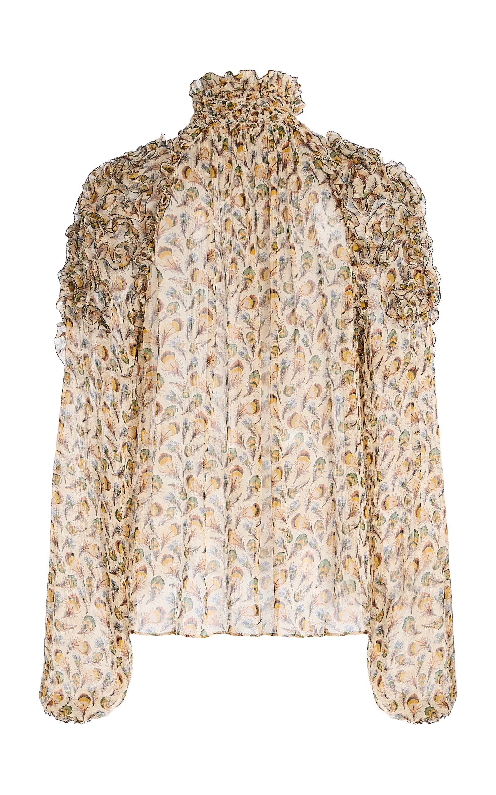 Magdalena Smocked Sleeve Silk Top multi - 3