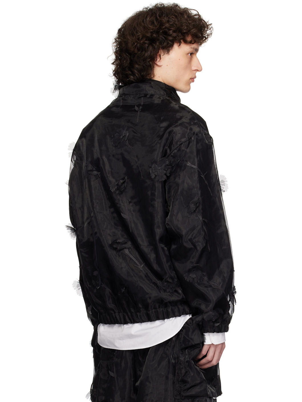 Black Carnation Organza Cagoule Jacket - 3