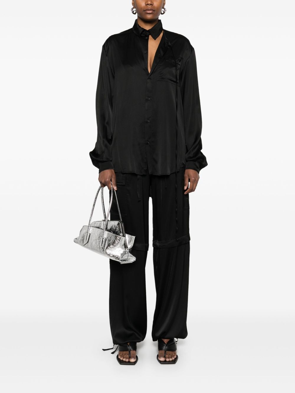 satin cut-out shirt - 2