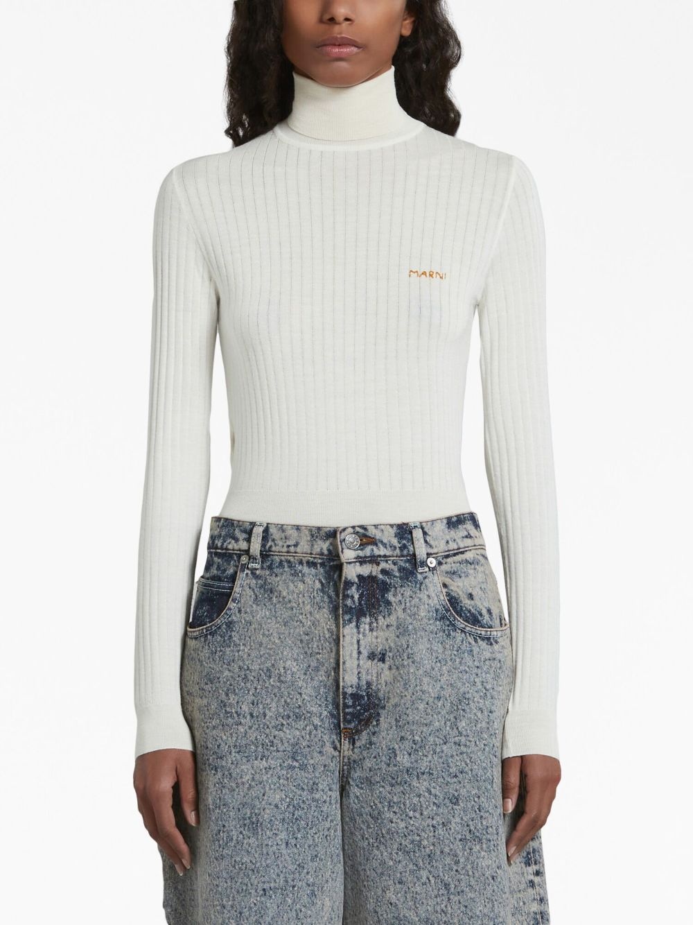 embroidered-logo high-neck ribbed sweater - 3