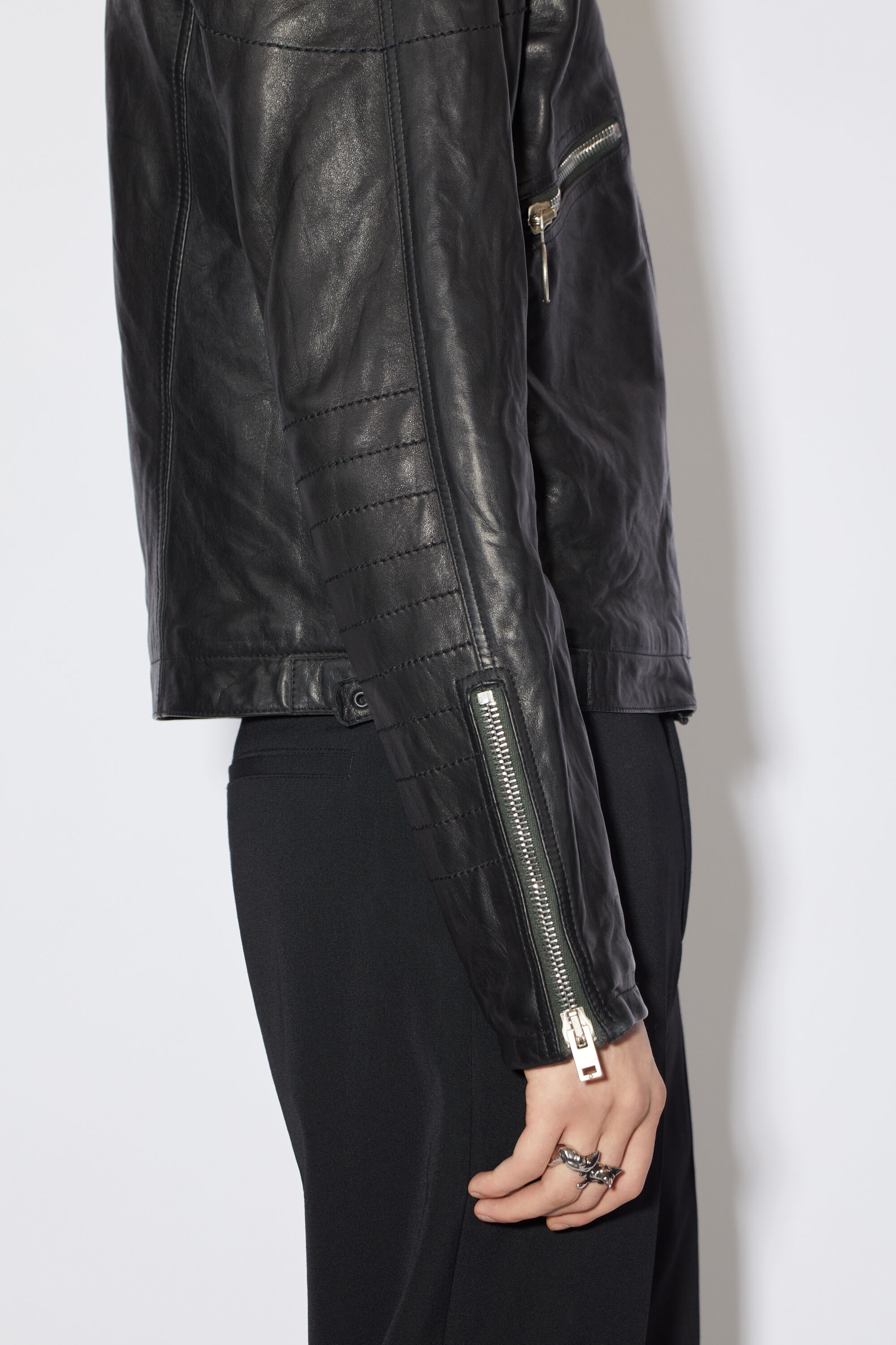 Distressed leather jacket - Black - 5