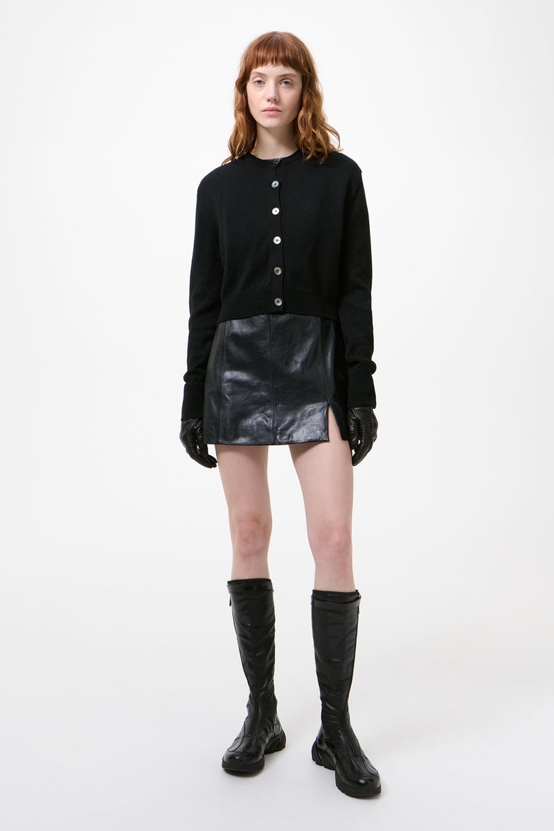 Our Legacy Micro Cardigan Black Coarse Linen Wool outlook