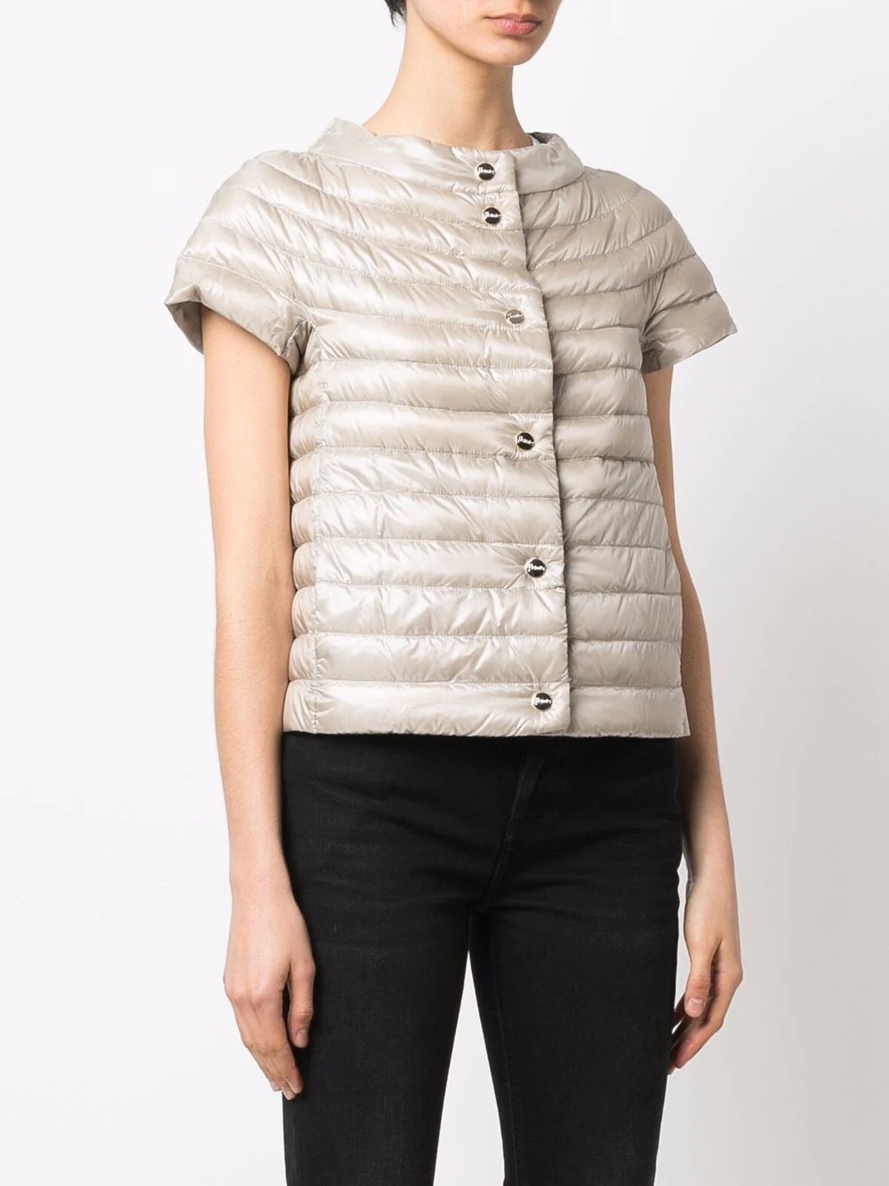 padded short-sleeved down jacket - 3