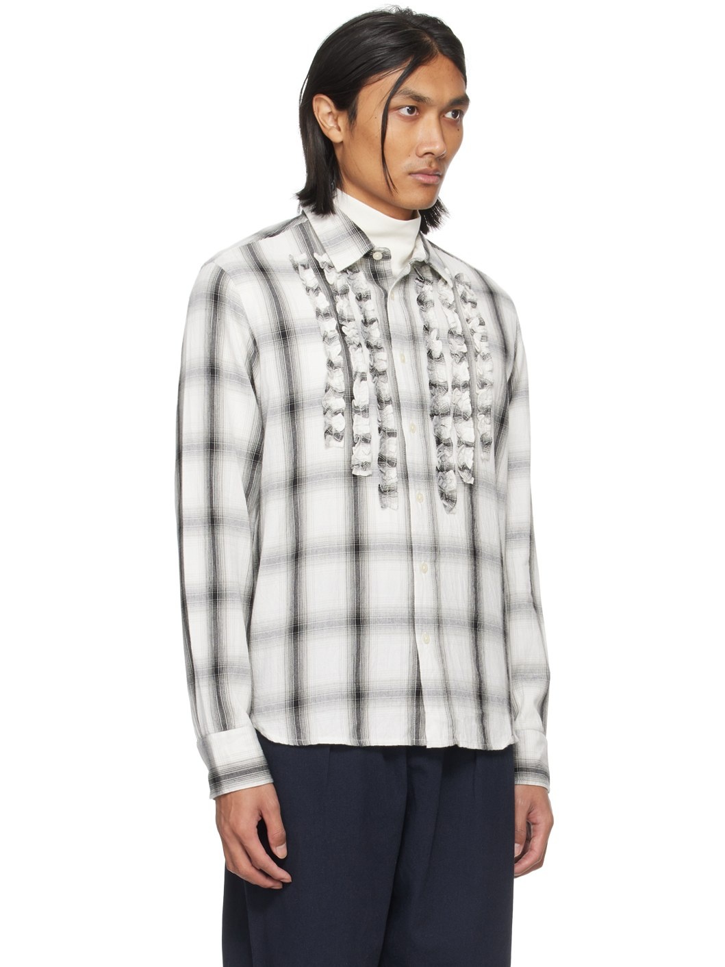White & Black Frill Shirt - 2