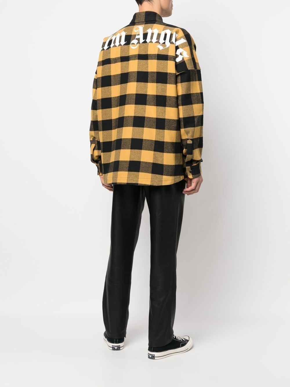 checked logo-print shirt - 4