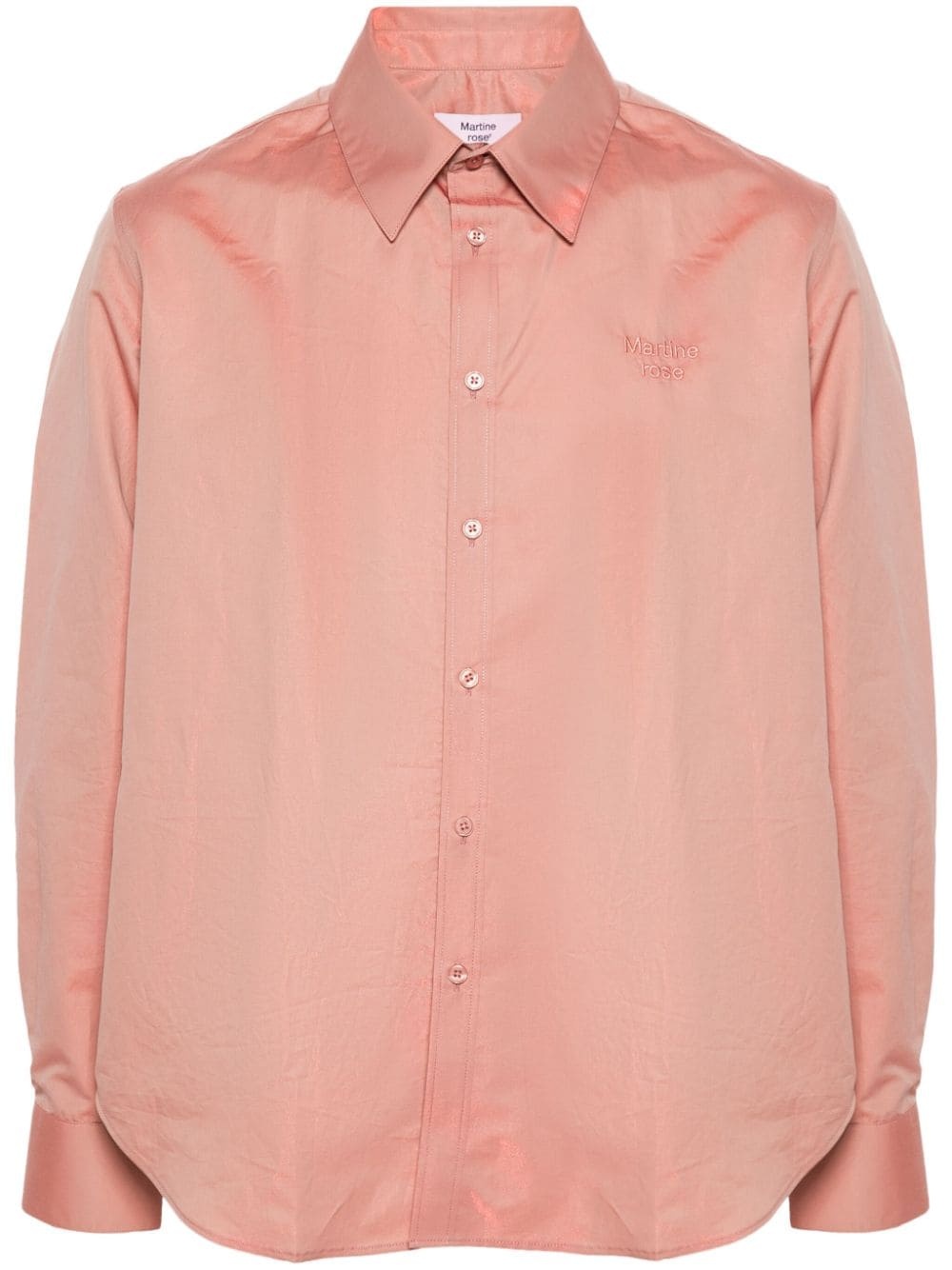 logo-embroidered metallic shirt - 1