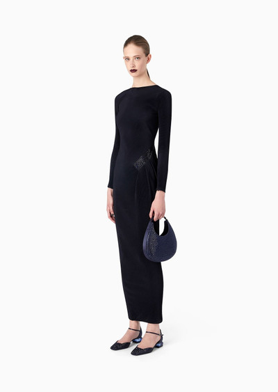 GIORGIO ARMANI Long dress in pleated stretch jersey outlook