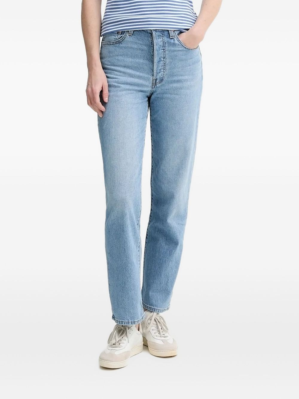high-waisted straight jeans - 1