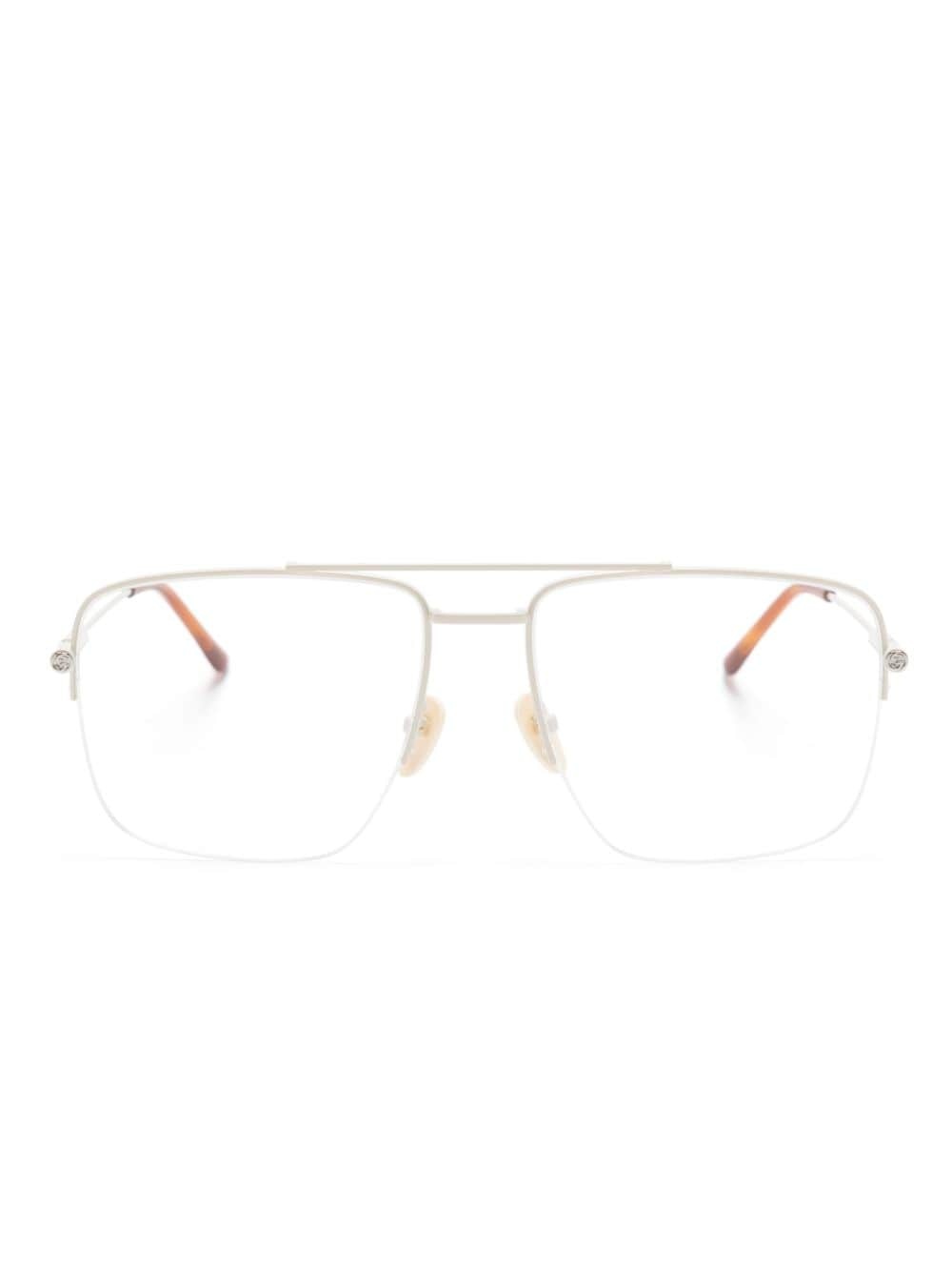 logo-charm square-frame glasses - 1