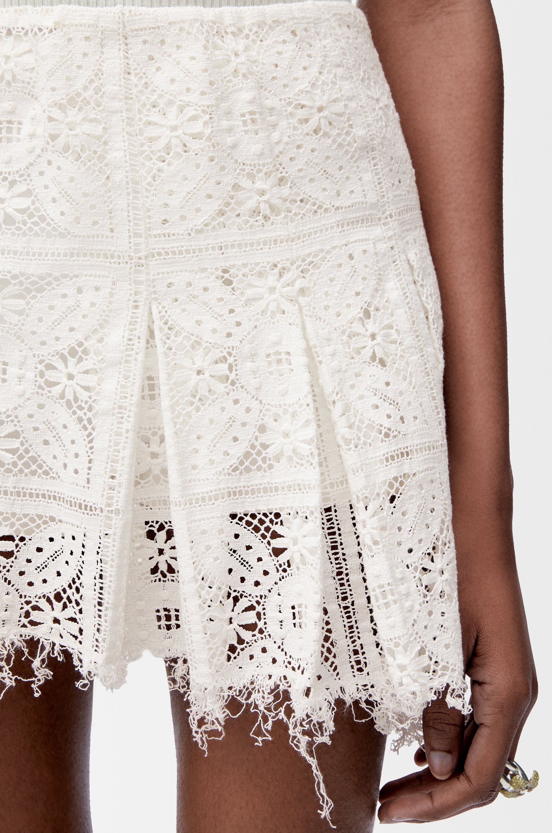 Pleated mini skirt in cotton blend - 5
