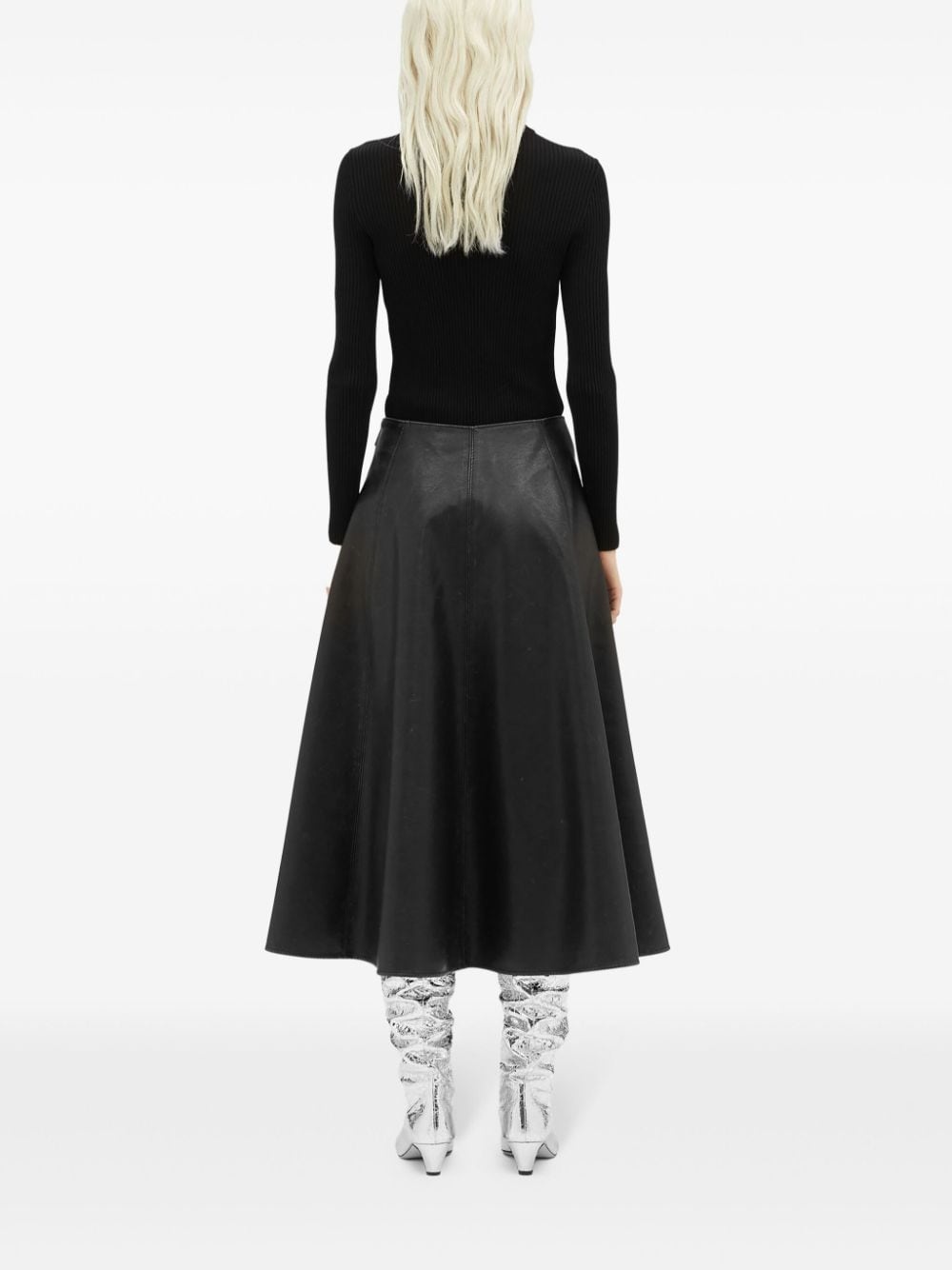 calf-leather pleated skirt - 4