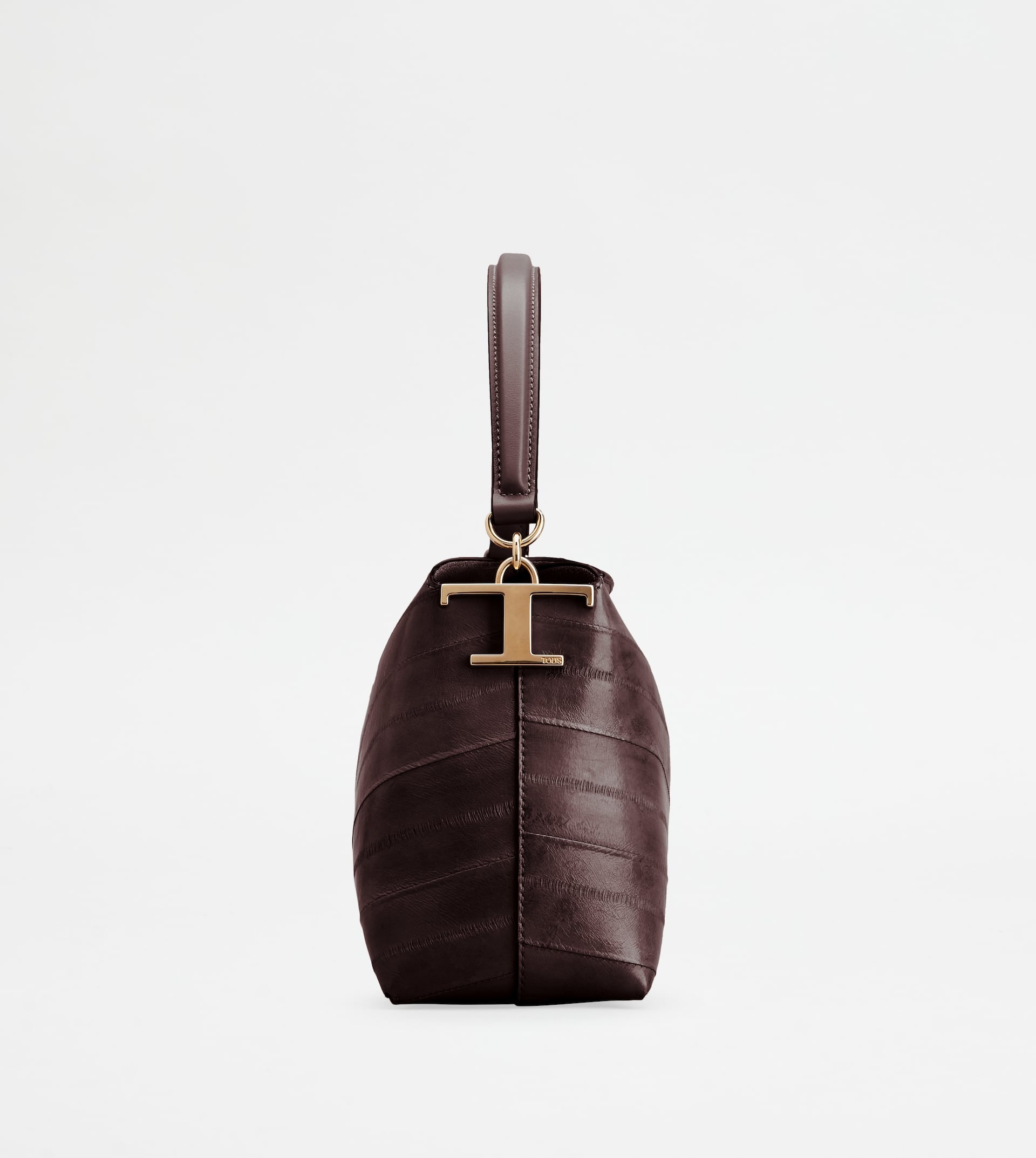 TOD'S T CASE SHOULDER BAG IN EEL LEATHER MINI - BROWN - 2