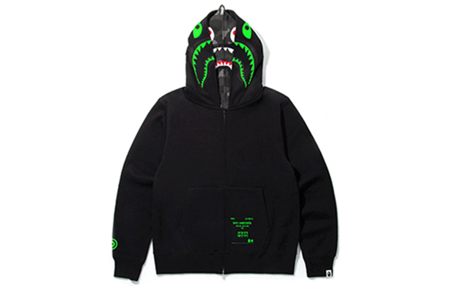 A Bathing Ape x UNDEFEATED Shark Camo Full Zip Hoodie 'Black Green' TBD-BAPE-13 - 3