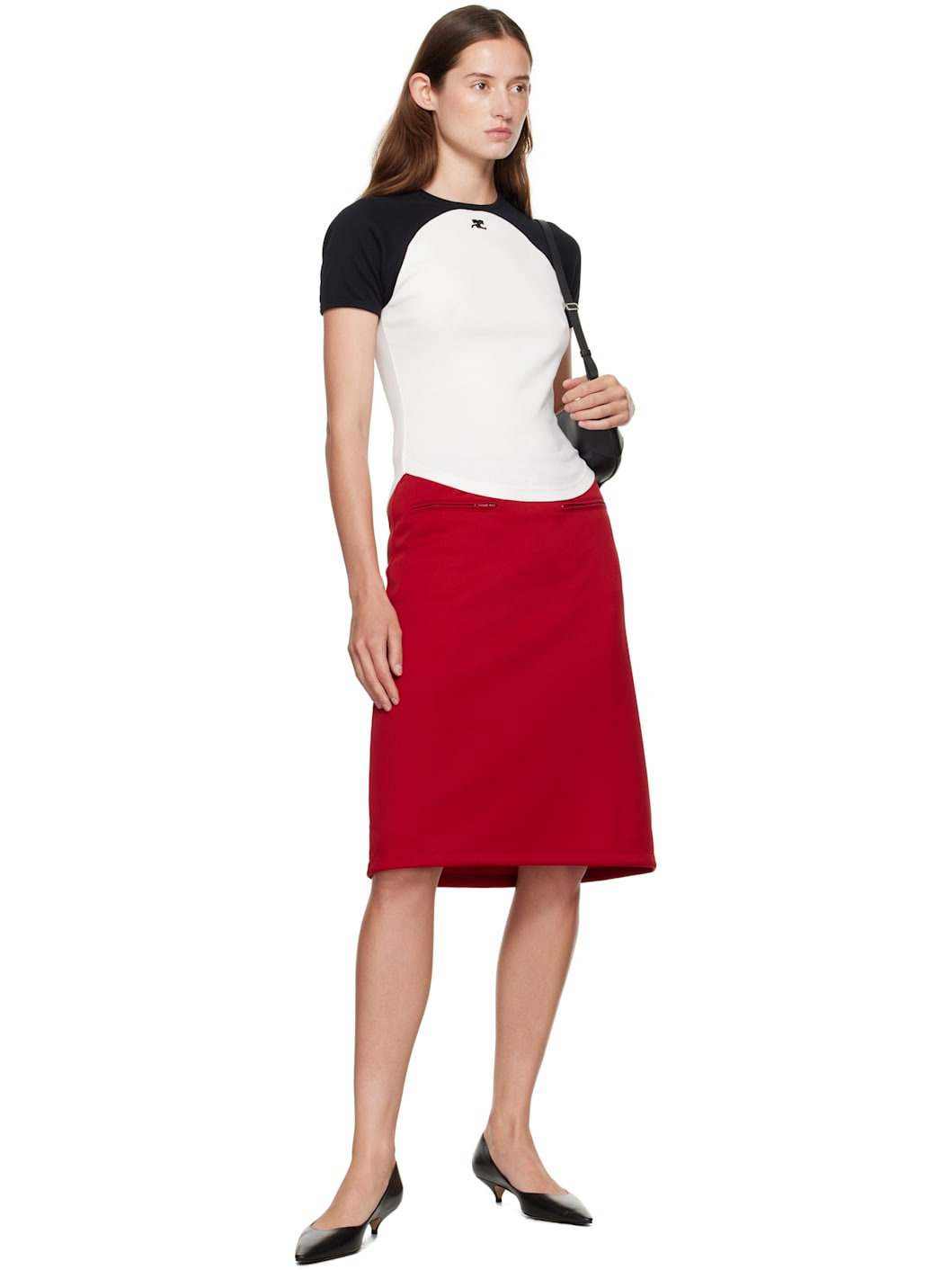 Red Interlock Tracksuit Midi Skirt - 4