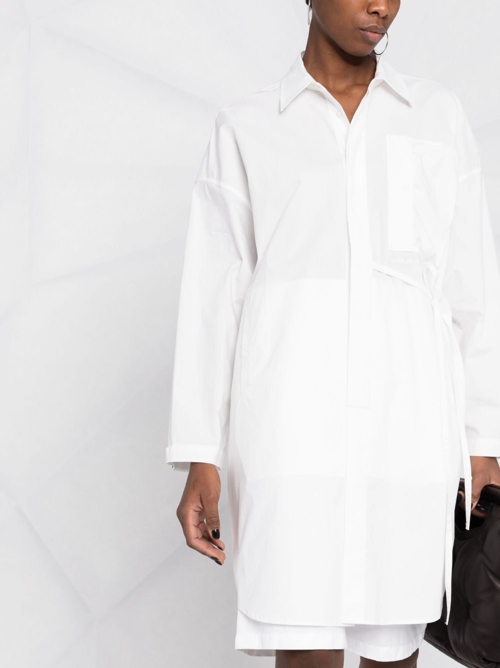 oversized waist-tie shirt dress - 5