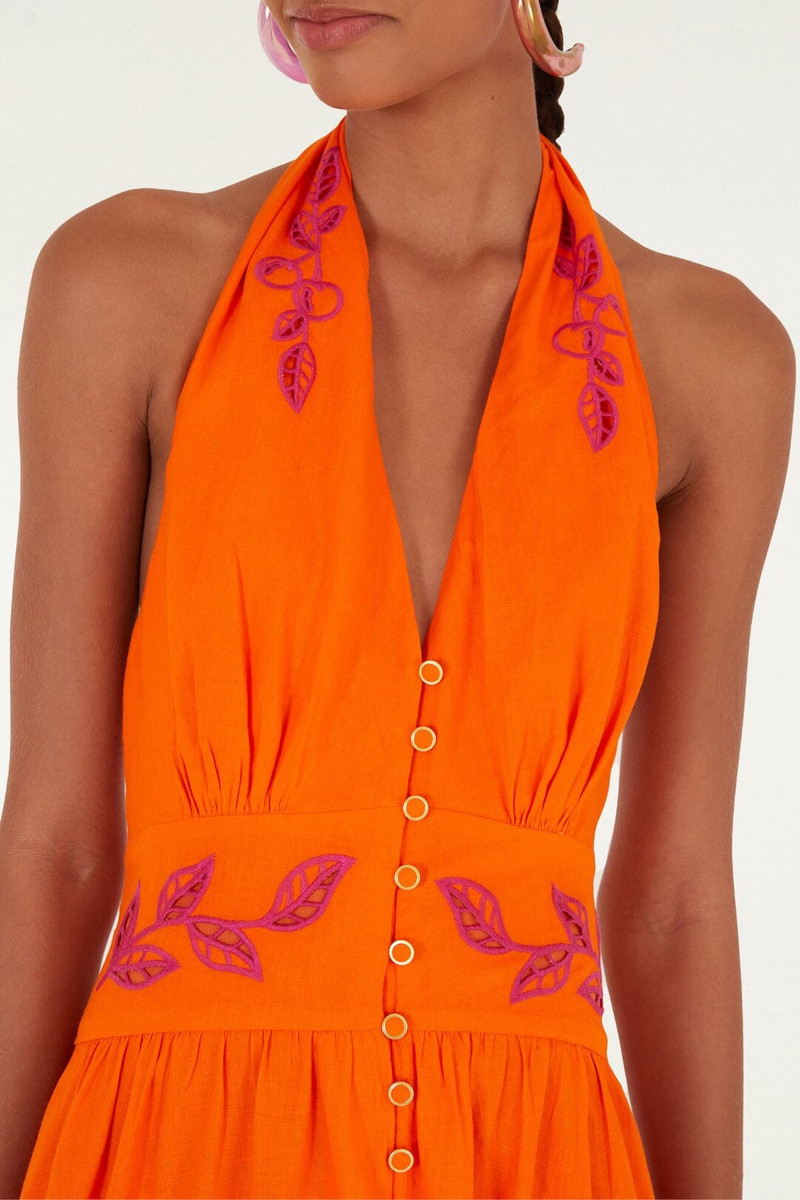 FARM RIO Orangee Fruit Richelieu Artisanal Lenzing Ecovero Euroflax Maxi Dress outlook