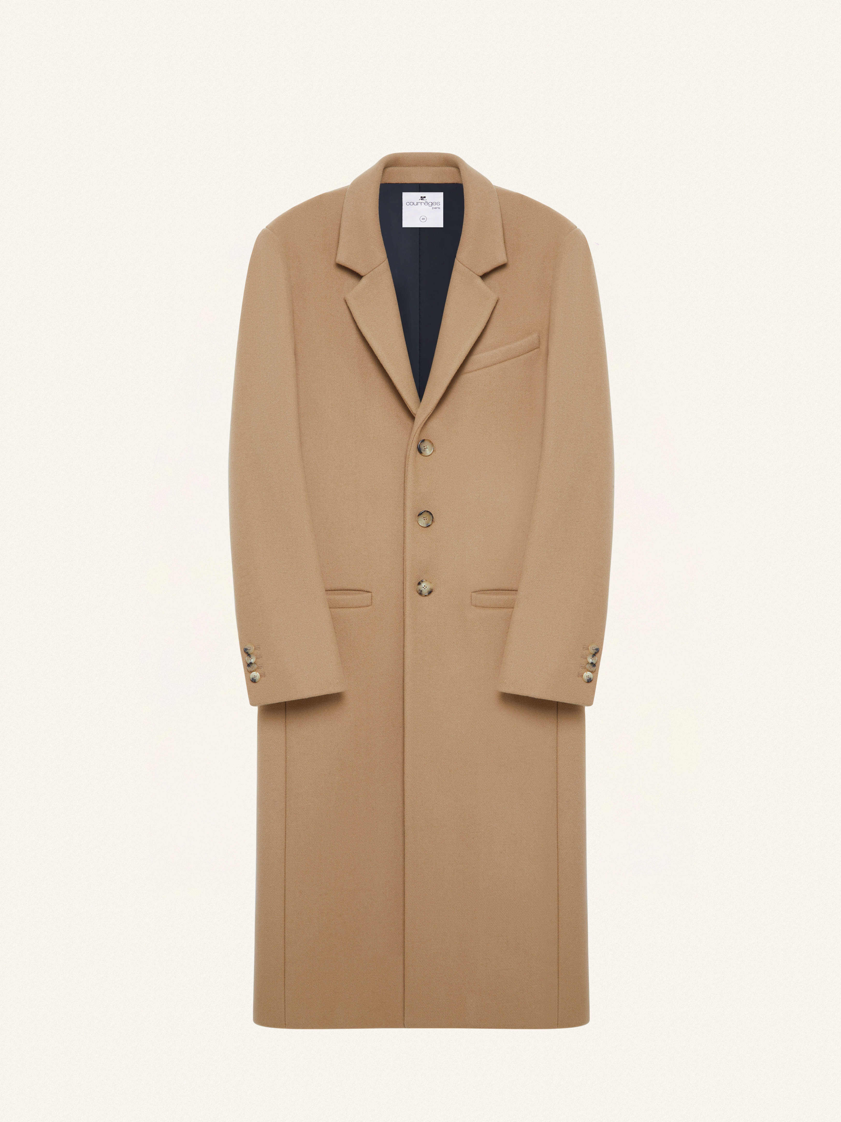 ZIPPED SLEEVES WOOL TAILORED COAT - 1