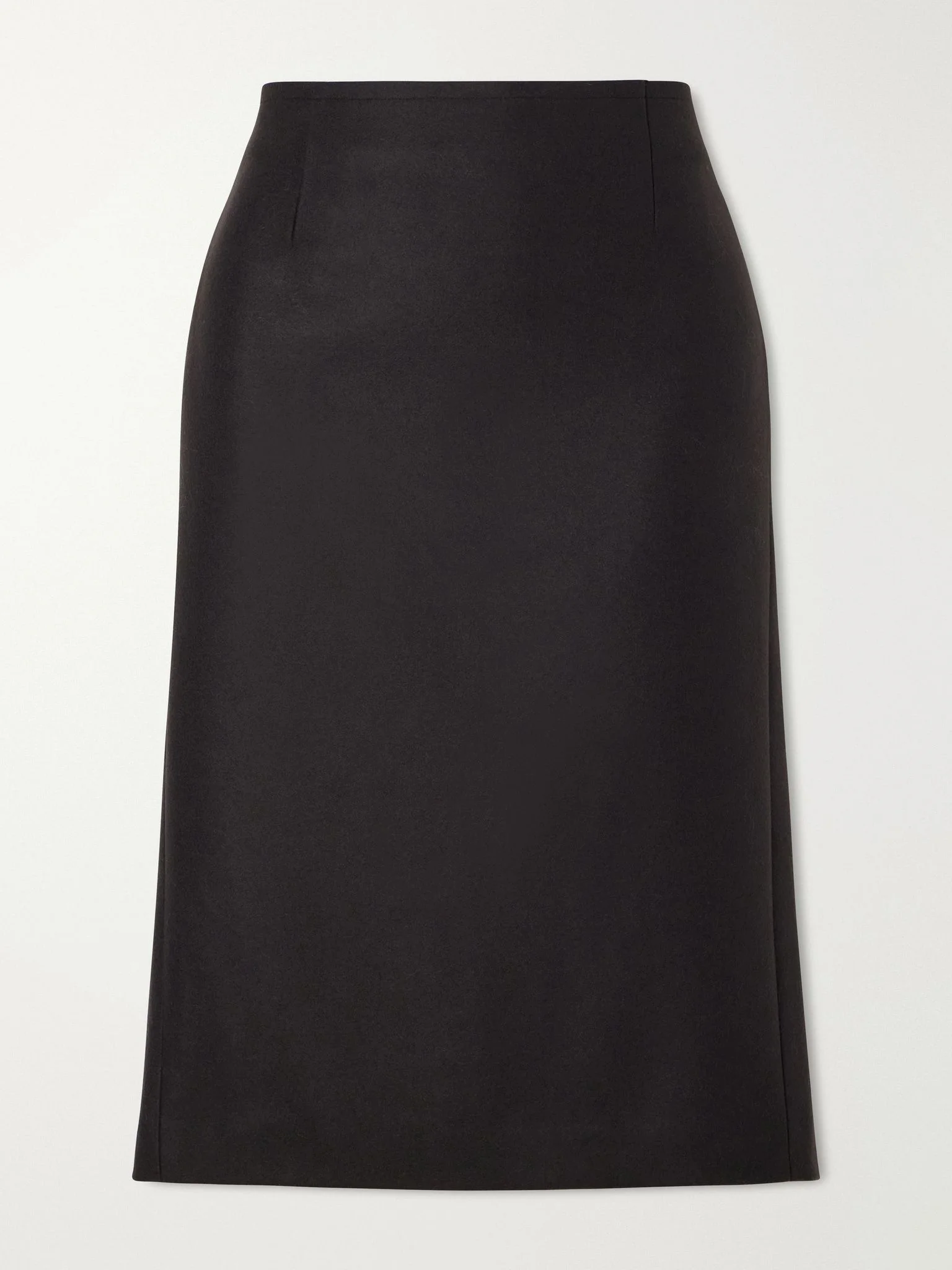 Wool-blend felt midi skirt Dark brown - 1