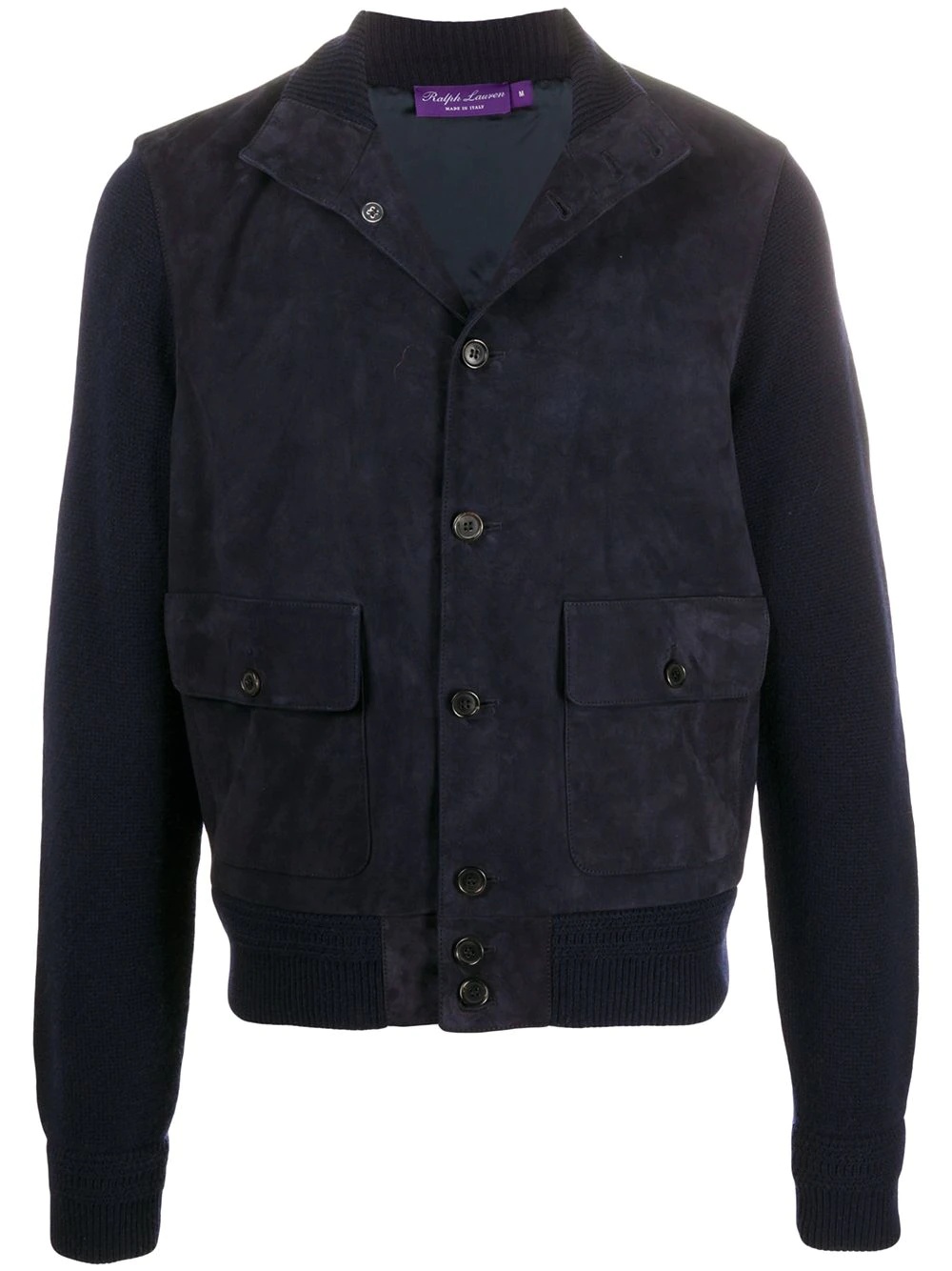 knitted jacket with suede panelling - 1