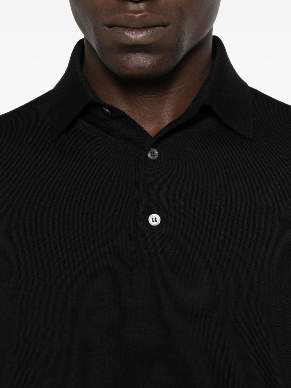 long-sleeve wool polo shirt - 4