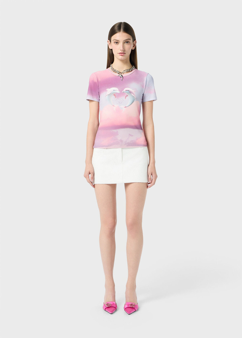 STRETCH COTTON T-SHIRT WITH DOLPHIN PRINT AND EMBROIDERY 5