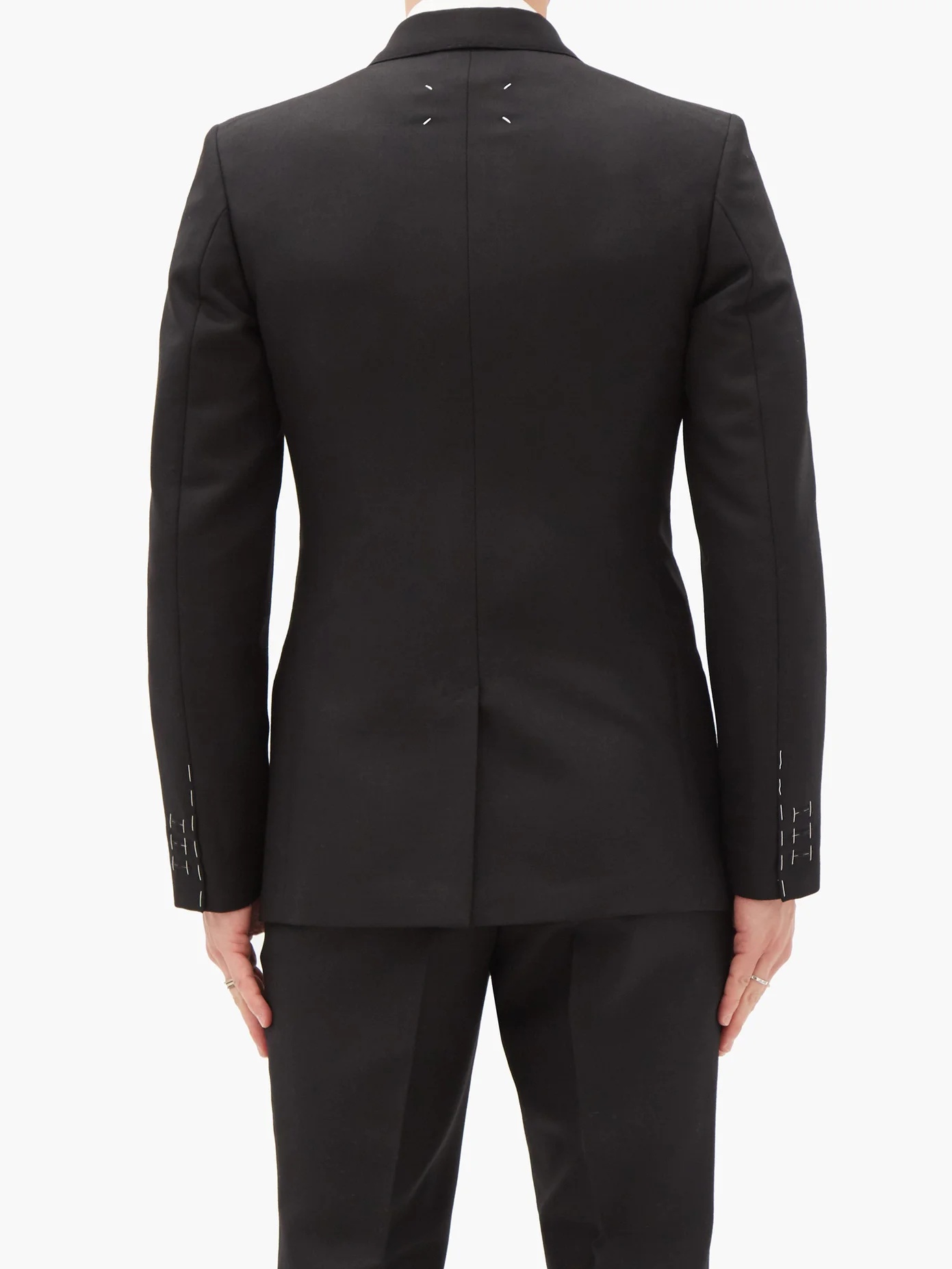 Tack-stitched single-breasted wool-blend suit - 5