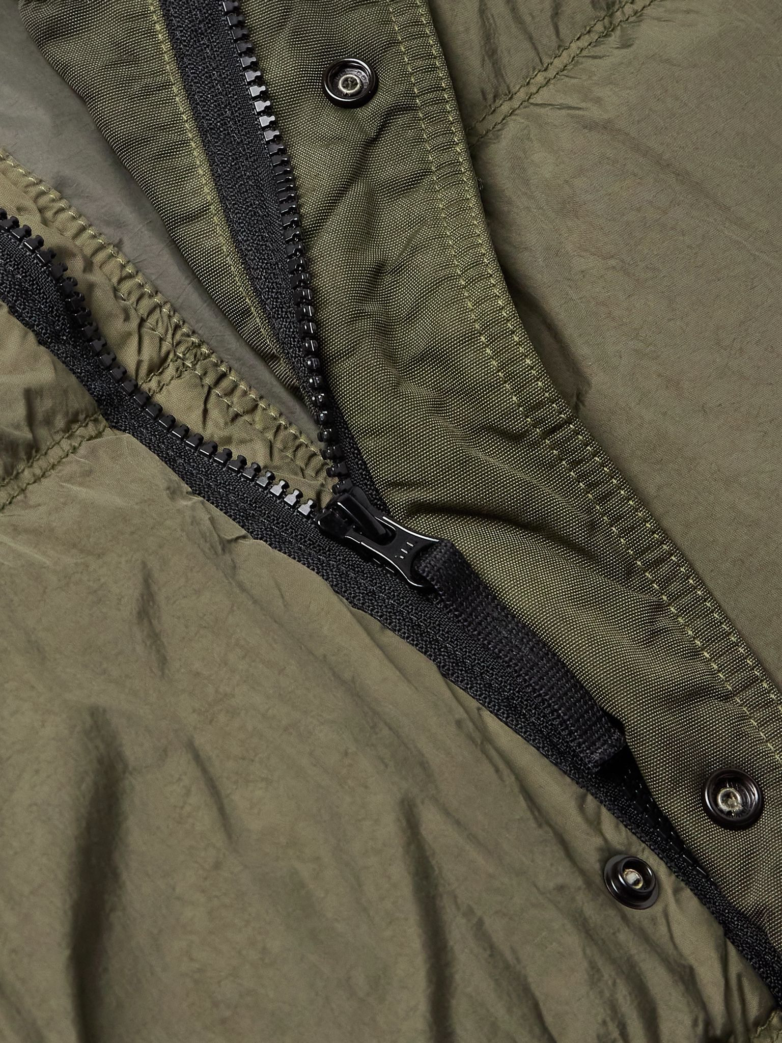 Logo-Appliquéd Garment-Dyed Quilted Crinkle Reps Down Jacket Green - 5