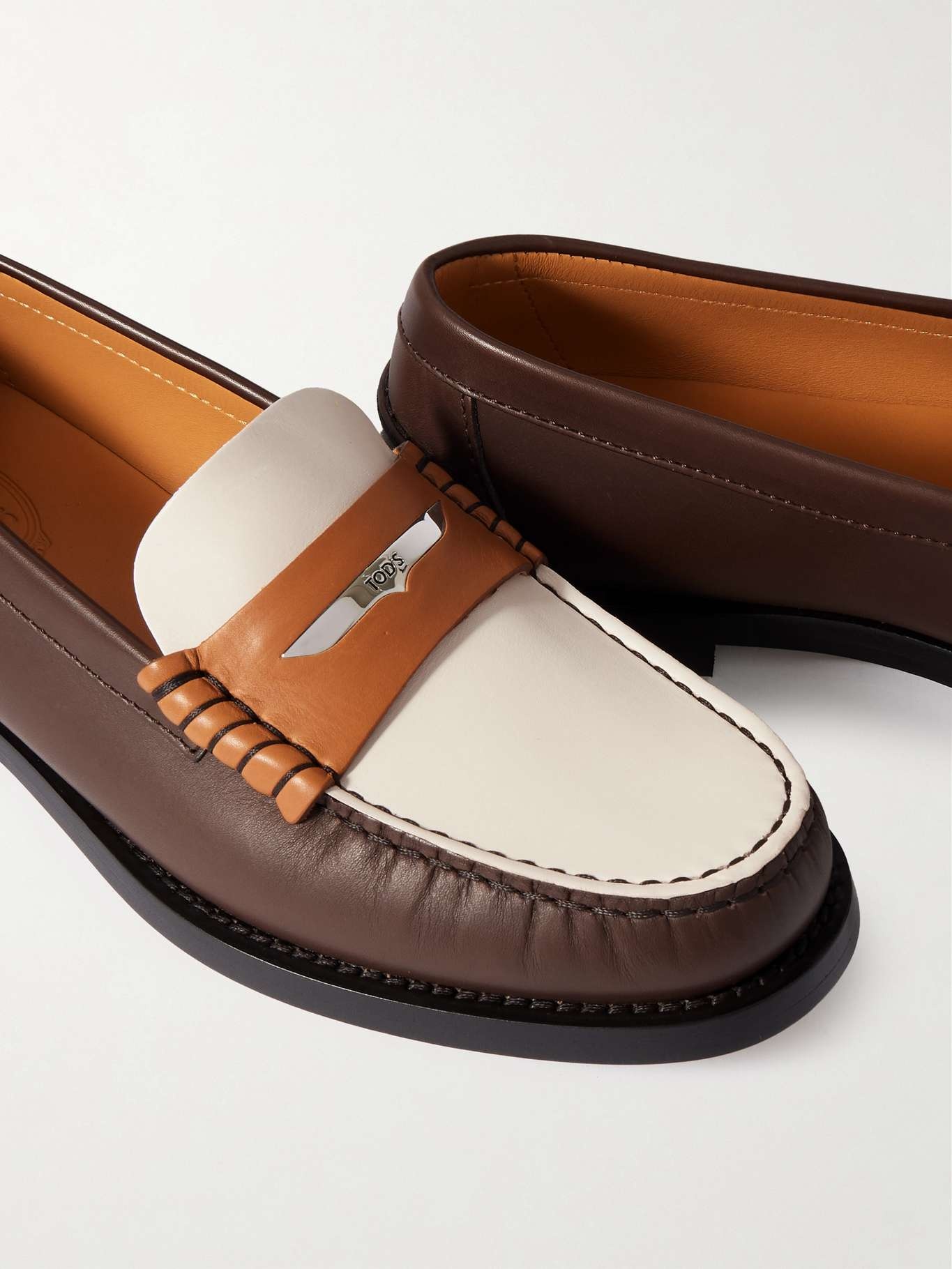 Embellished leather loafers Brown - 4