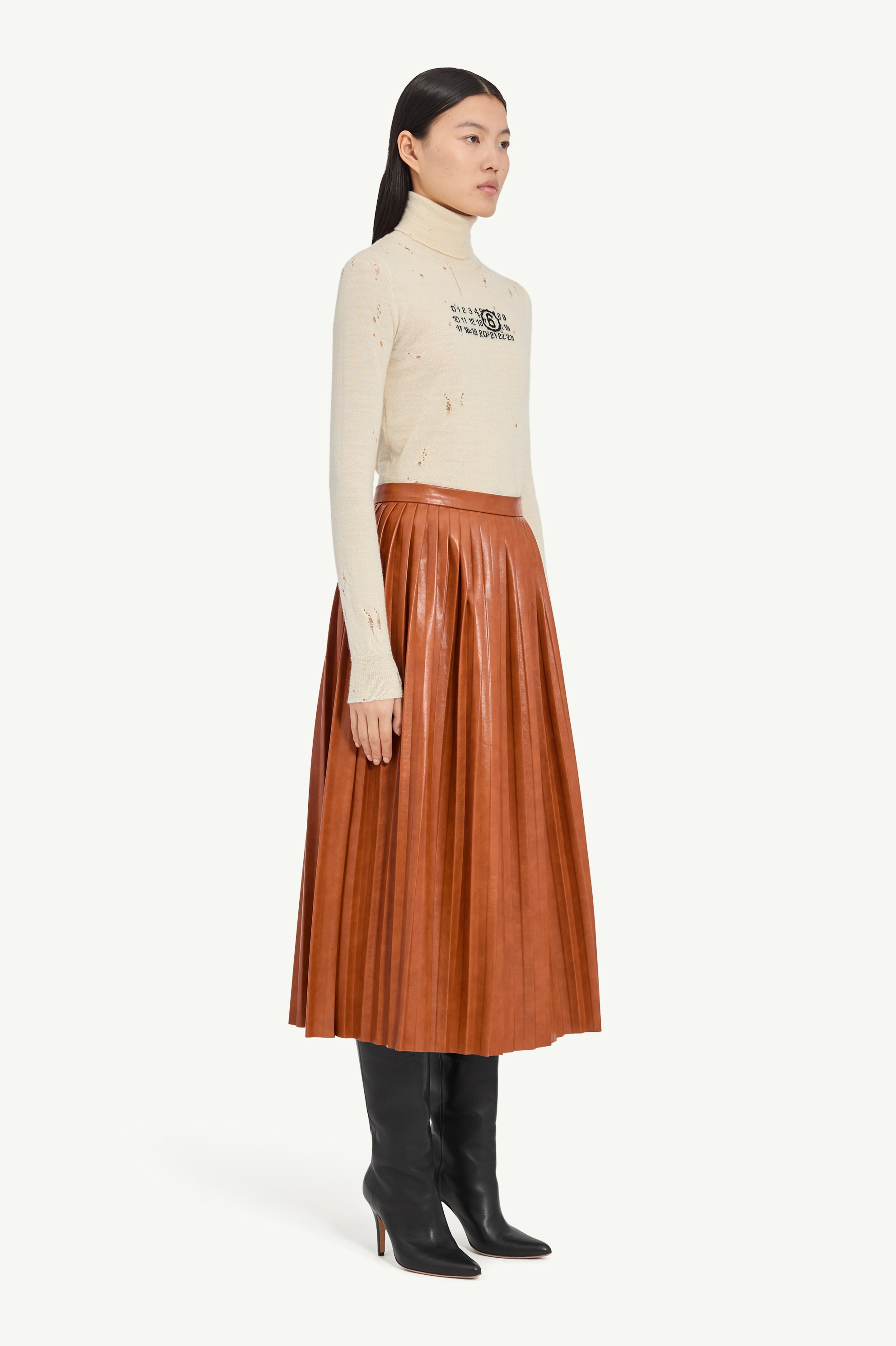 Faux leather midi skirt - 3