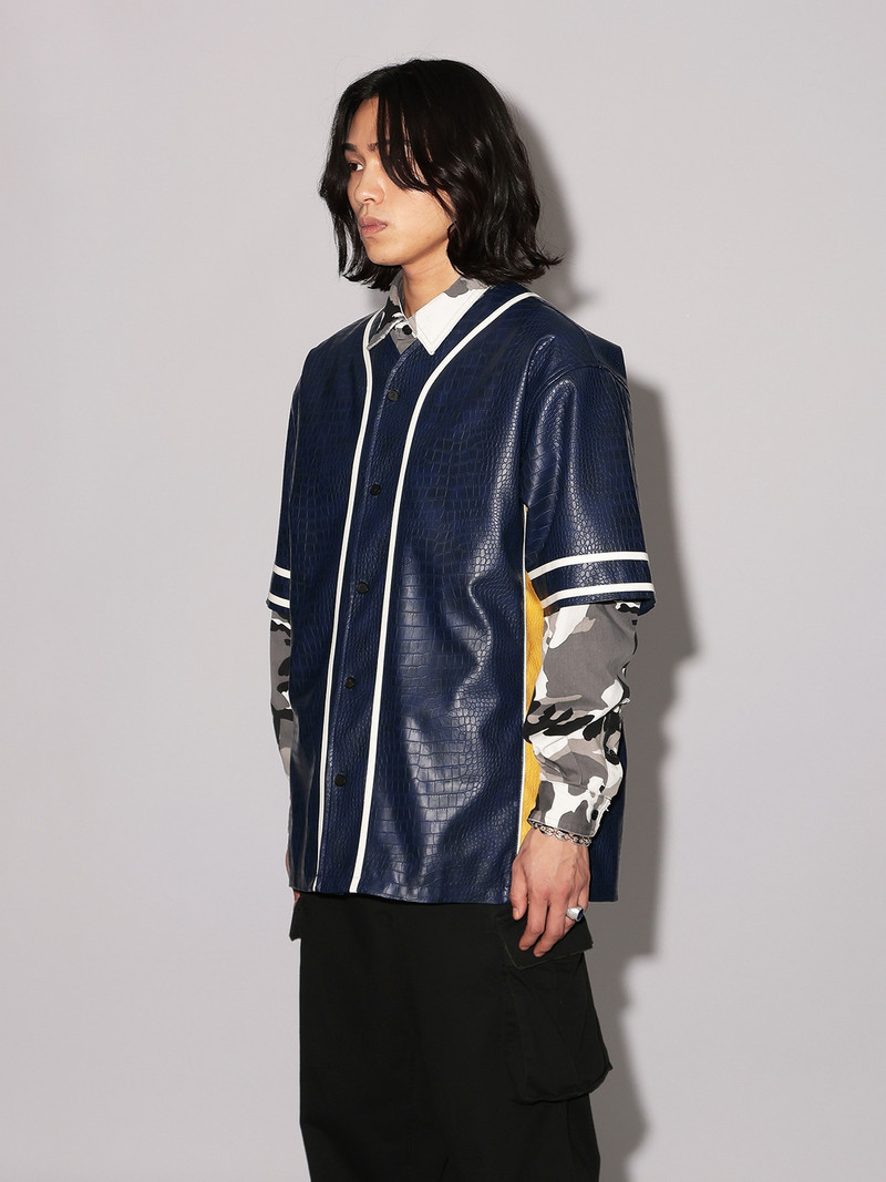 FAKE CROCODILE LEATHER BASEBALL SHIRT 4