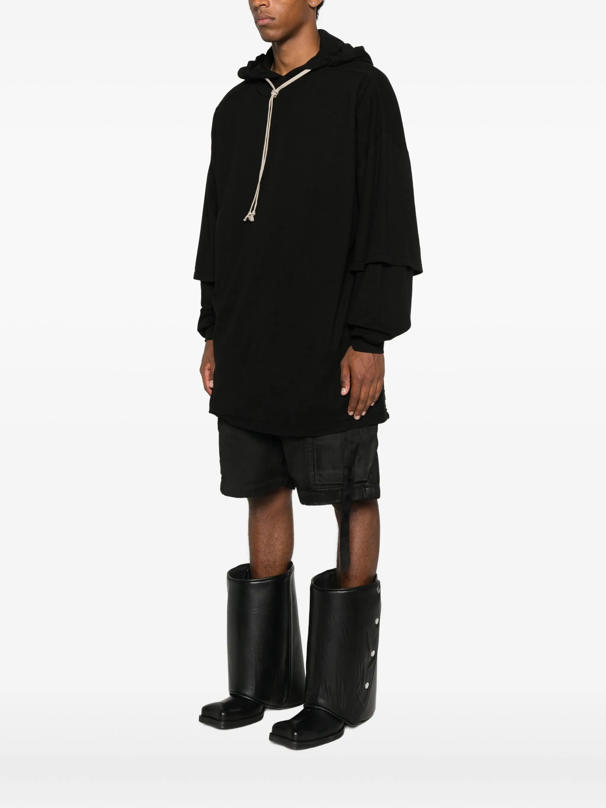 Rick Owens Drkshdw Tommy Layered Drawstring Hoodie - 5