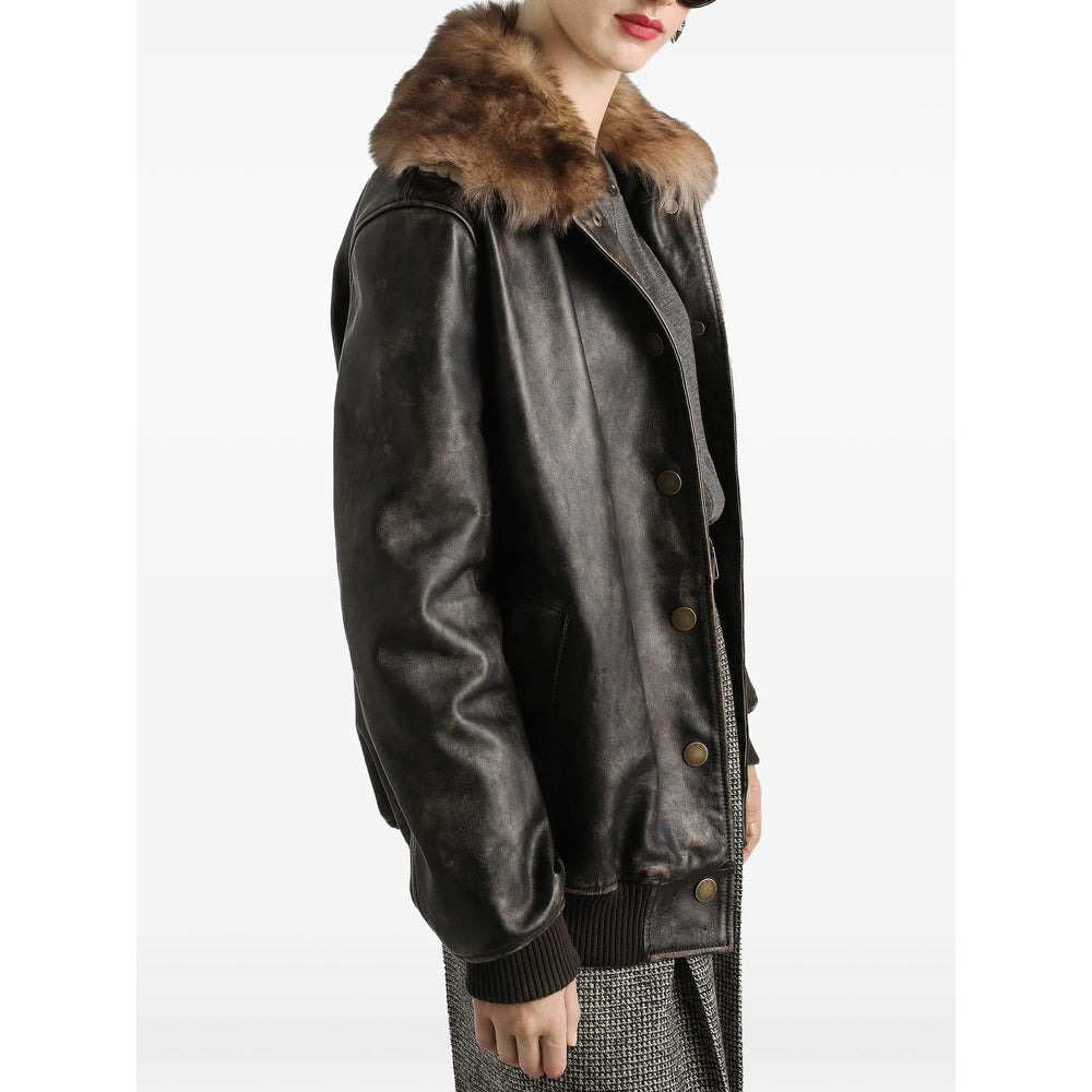 Dolce & Gabbana Brown Jackets - Leather Jackets Women - 3