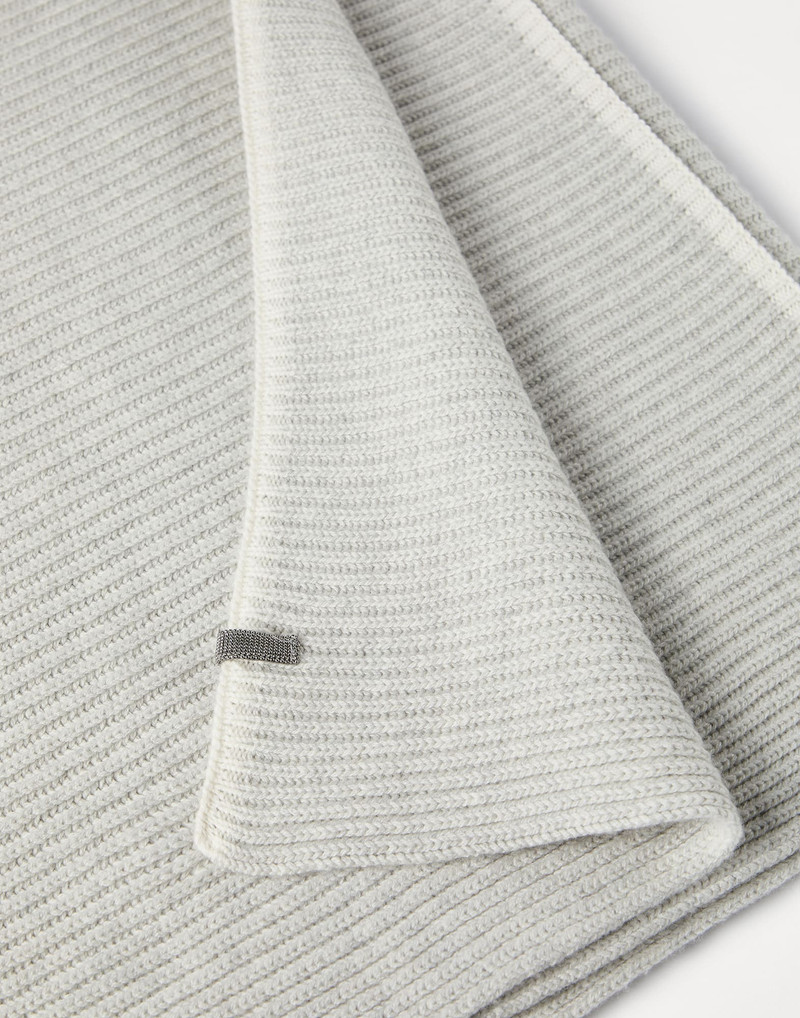 Cashmere English rib knit scarf with monili 3