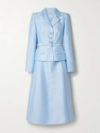 self-portrait Layered embellished taffeta midi dress Blue