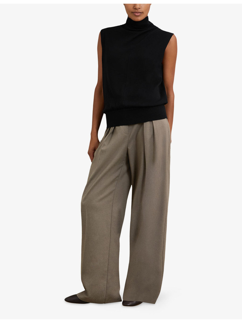 REISS Harper funnel-neck sleeveless wool top outlook