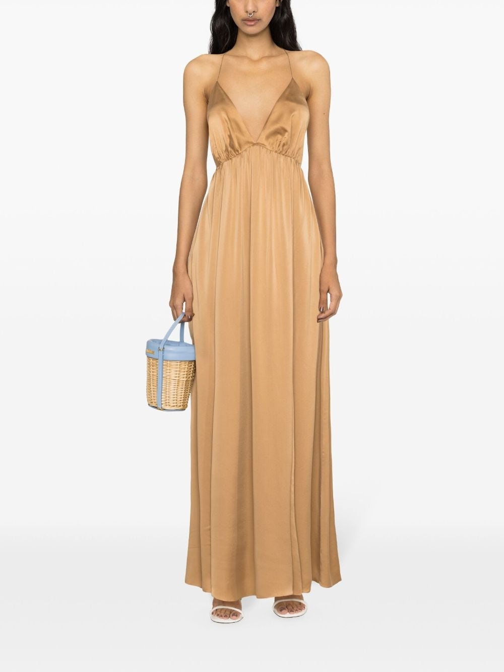 V-neck silk maxi dress - 3