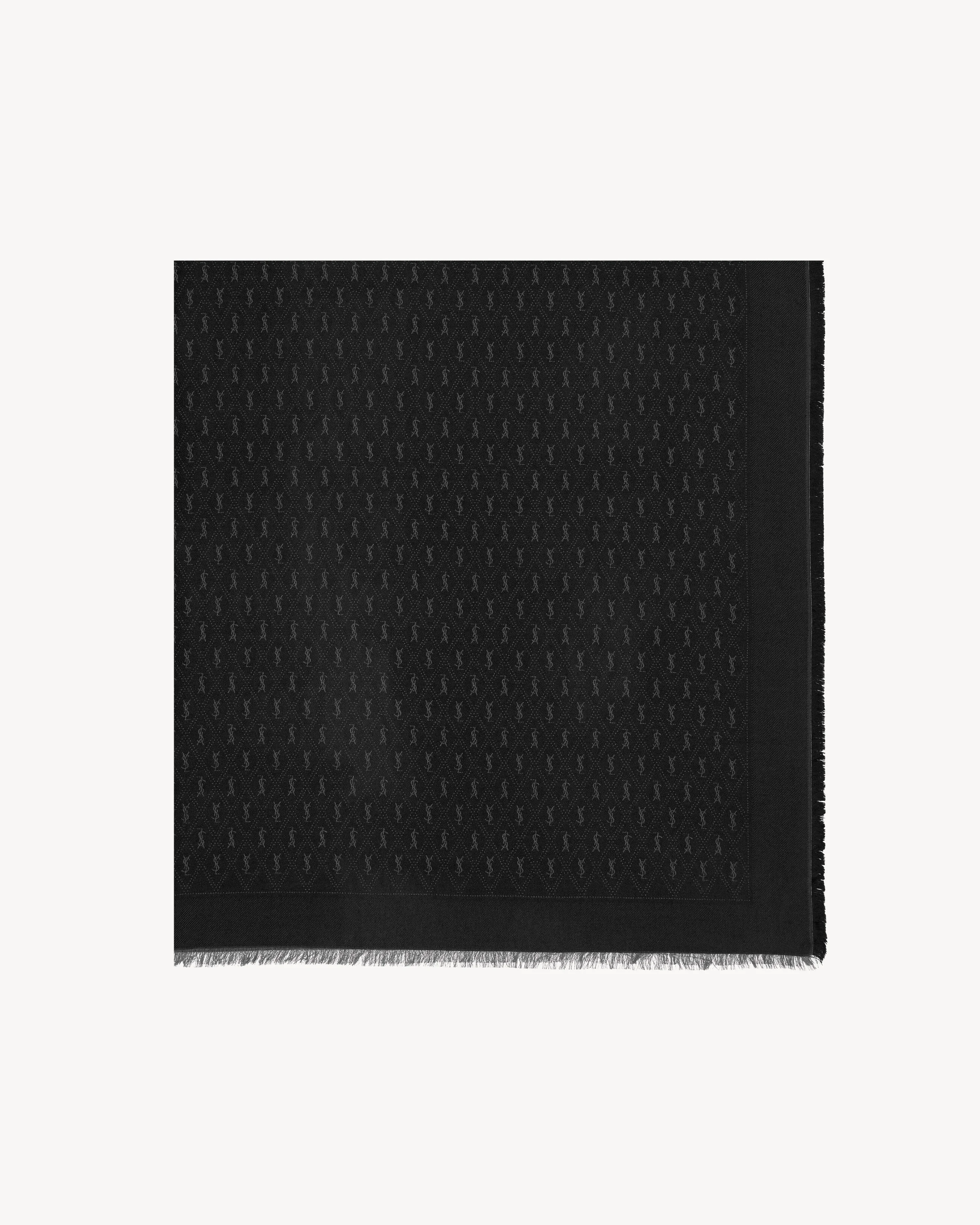 LARGE CASSANDRE SCARF IN WOOL JACQUARD, SILK AND COTTON BLEND - 1