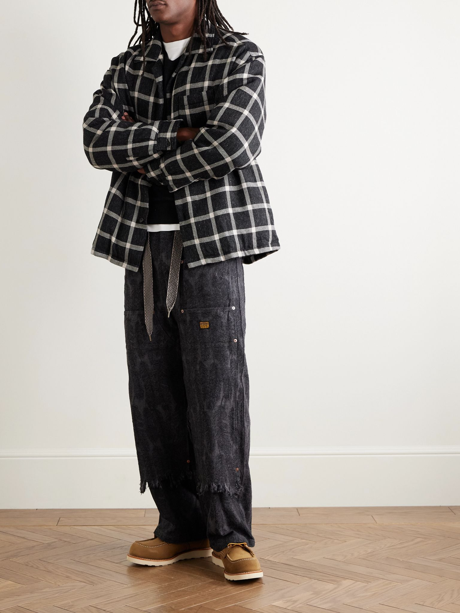 Keesey Checked Linen and Wool-Blend Down Jacket Black - 2
