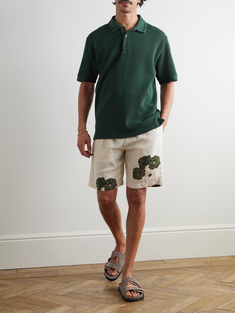 FRESCOBOL CARIOCA Horacio Waffle-Knit Cotton Polo Shirt Green outlook