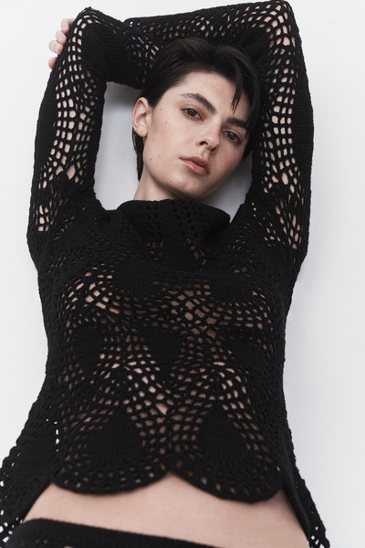 GABRIELA HEARST Cleo Crochet Skirt in Black Wool Cashmere outlook