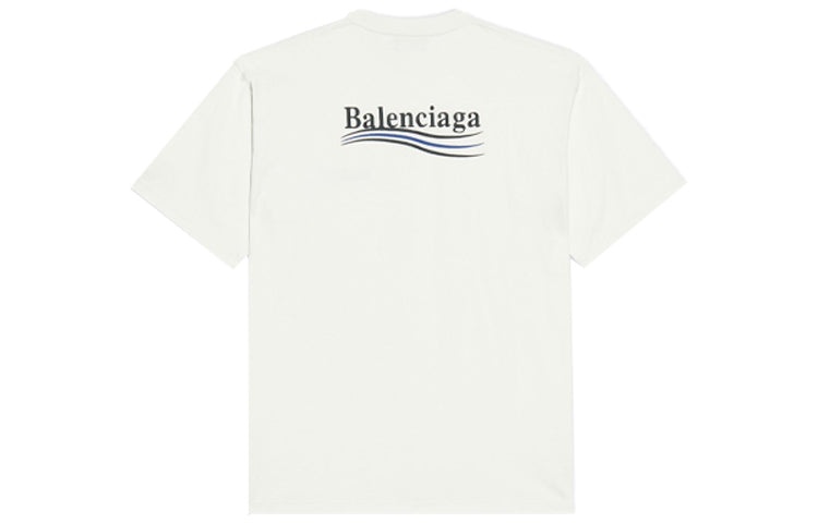 (WMNS) Balenciaga Political Campaign Large Fit Embroidery Round-neck 'White' 641655TKVJ19084 - 2