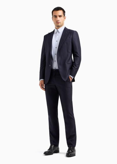 GIORGIO ARMANI Slim-fit technical jersey shirt with micro-pattern outlook