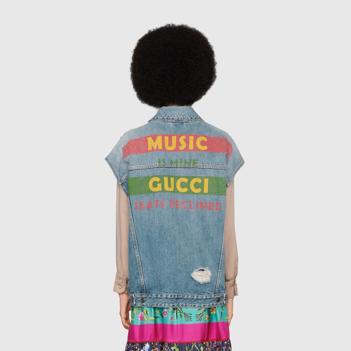 Gucci 100 sleeveless denim jacket - 5
