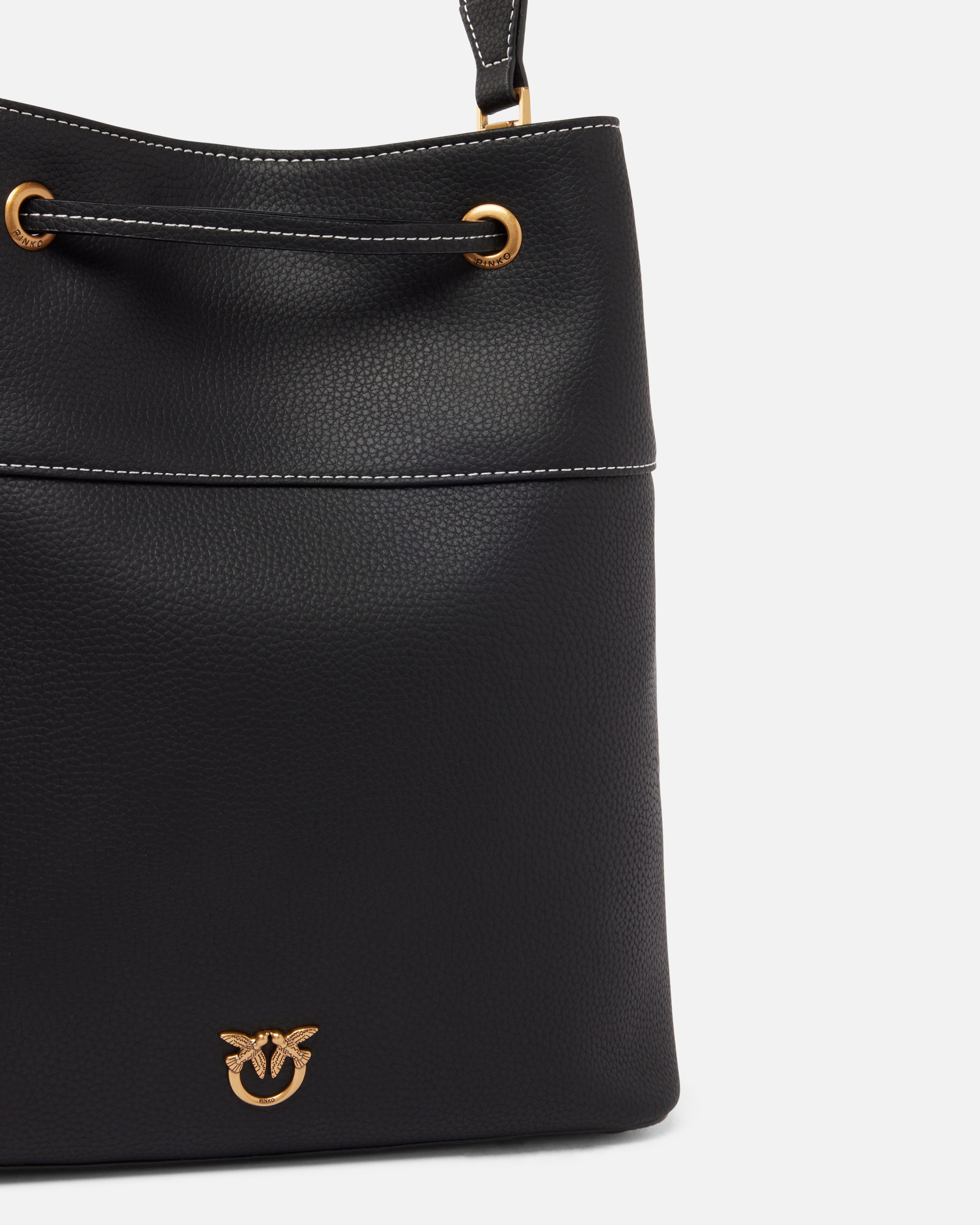 LEATHER BUCKET BAG WITH SHOULDER STRAP - 3