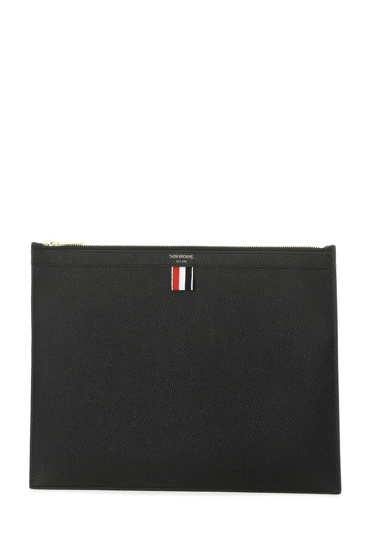 Thom Browne Men Black Leather Document Case - 2