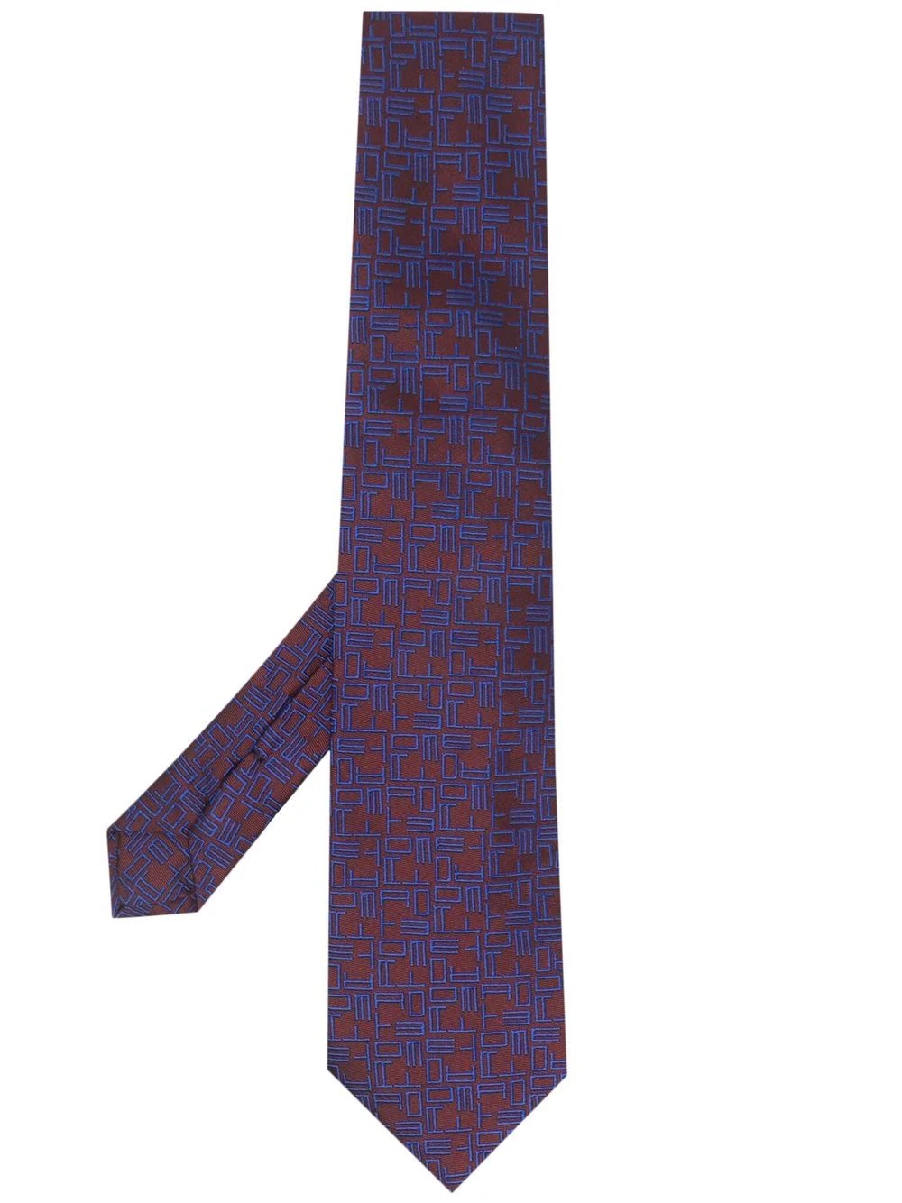 logo-embroidered silk tie - 1